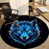 1pc Wolf Head Chair Carpet for Office, Round Non-Slip Durable Large Size Office Carpet, Suitable for Office, Beautiful Decoration