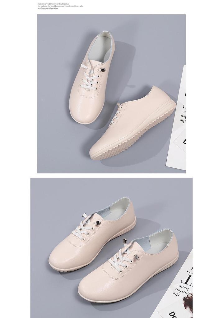 Mocasin de primăvară/toamnă pentru femei - Pantofi casual din piele cu talpă moale, albi (Marimea 41)