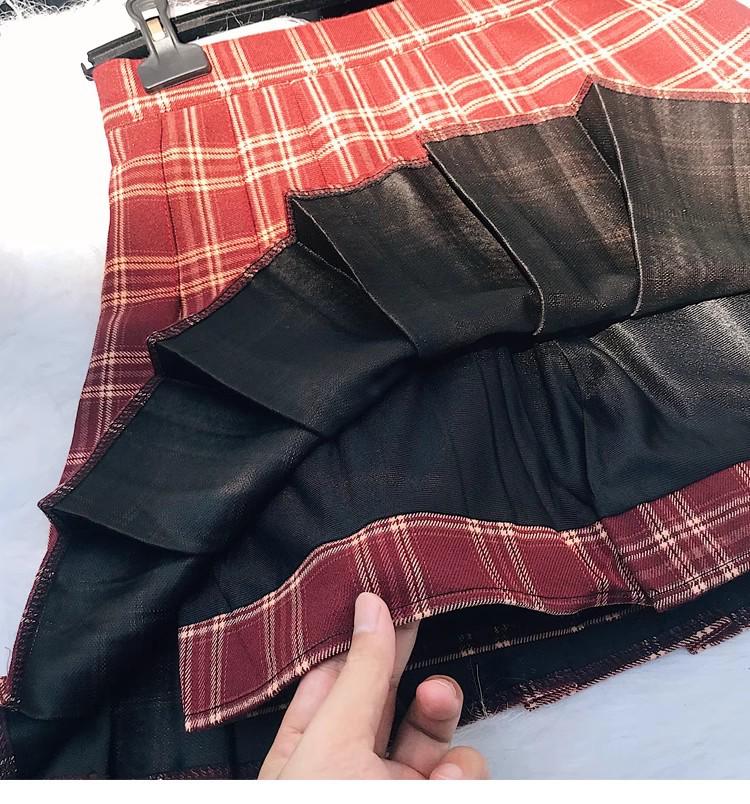 JK Plaid Pleated A-Line Skirt - High Waist, Slim Fit, Anti-Exposure, Spring & Autumn Korean Style