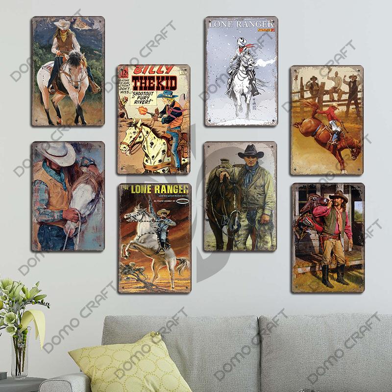 Western Cowboys Vintage Poster Metal Tin Signs Lone Ranger Horse Retro Metal Plate Wall Decor for Jockey Club Pub Man Cave
