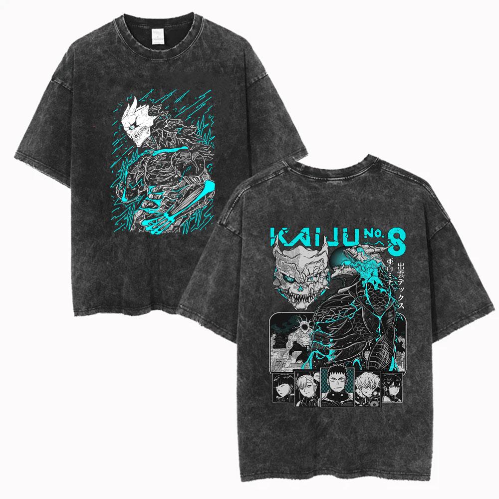 Kaiju No TShirts Anime Kaiju No Snow Kafka Graphic Tshirt Oversized Washed Cotton Tshirt Short Sleeve Tees Mens Clothing