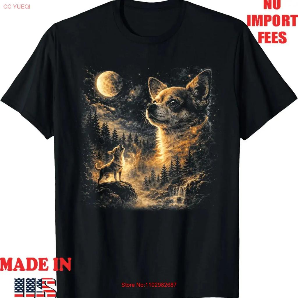 Chihuahua Howling To The Moon Vintage 90s Retro Animal T Shirt Vintage Versatile Breathable Unisex Streetwear Slightly