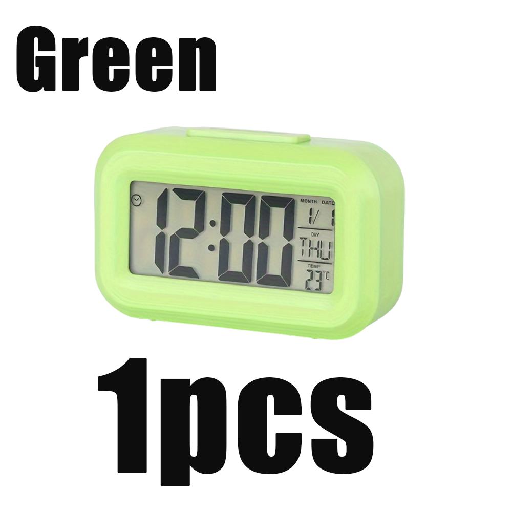 1/2pcs Smart Digital Alarm Clock Black White Lcd Display With Temperature Calendar Timer Led Light Home Office Travel Desk Clock