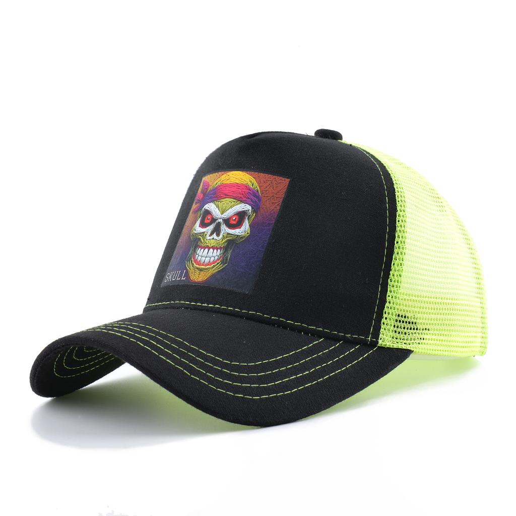 Summer Baseball Cap Outdoor Breathable Mesh Trucker Cap Men Women Printing Skull Snapback Hip Hop Caps Adjustable Visor Cap