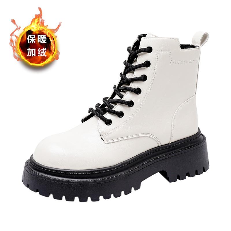 

Детские ботинки Мартин на толстой подошве с увеличением высоты на 6 см, новая коллекция 2025 года, в британском стиле, демисезонные, универсальные, взрывные бархатные короткие ботинки 42