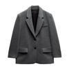 Traje de Mujer Otoño Moda para Ir al Trabajo Holgado con Hombrera Chaqueta de Traje Recta Talla Grande