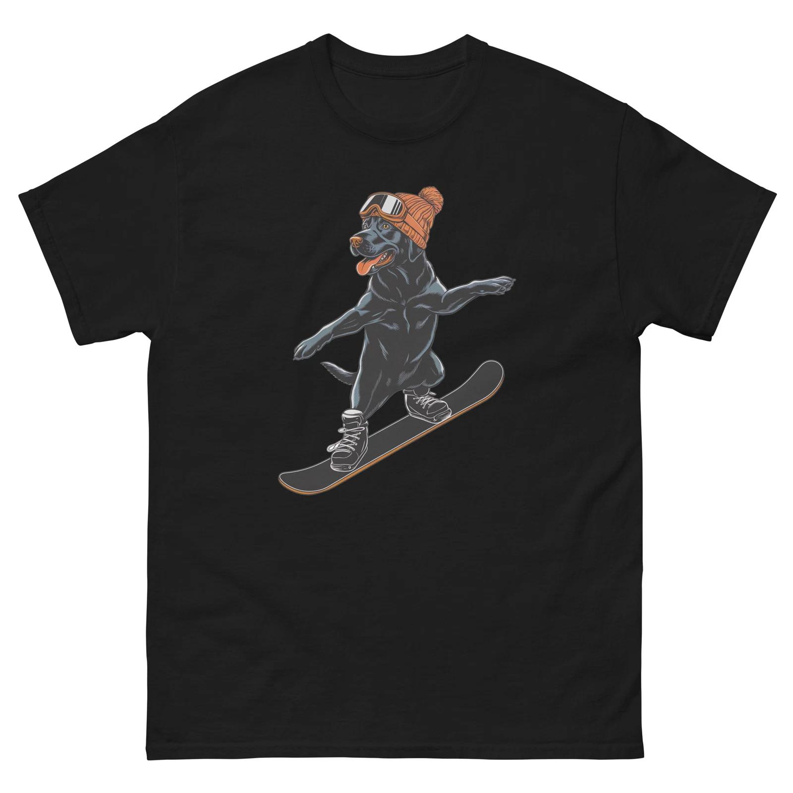 Black Lab Labrador Snowboarding Fun Snowboarder T-Shirt 3XL