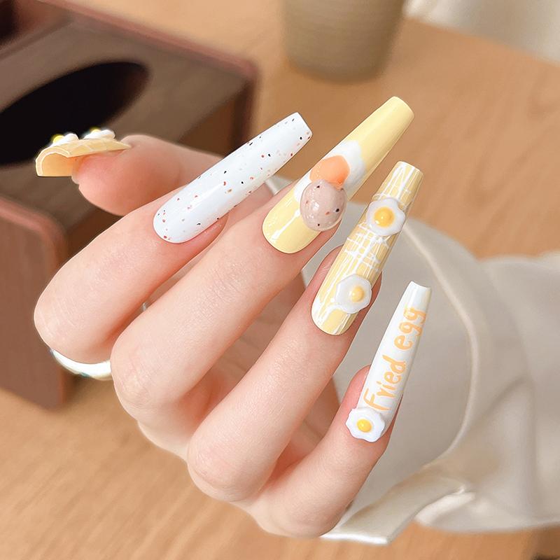 20Pcs/Bag Mini Poached Eggs 3D Nail Art Decorations Cute Poached Eggs Nails Charms Designs Diy Resin Nail Accessories