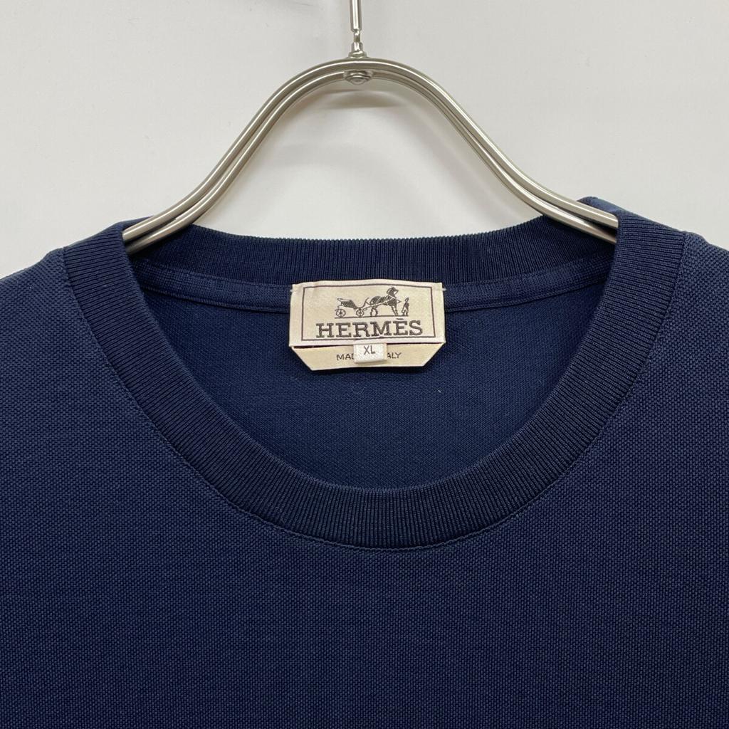 Hermes Navy Cotton Pocket T-shirt Tops XL NavyUsed