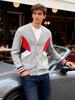 Spring & Autumn Cotton Cardigan: Trendy Red, White & Blue Patchwork Jacket for Couples (B05)