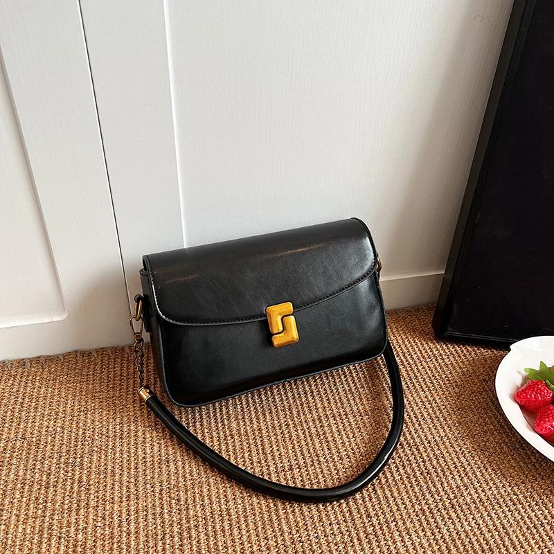 Soft Zipper Shoulder Bag for Women Interior Slot Pocket Pocket with Flap Hasp High Quality Fashionable