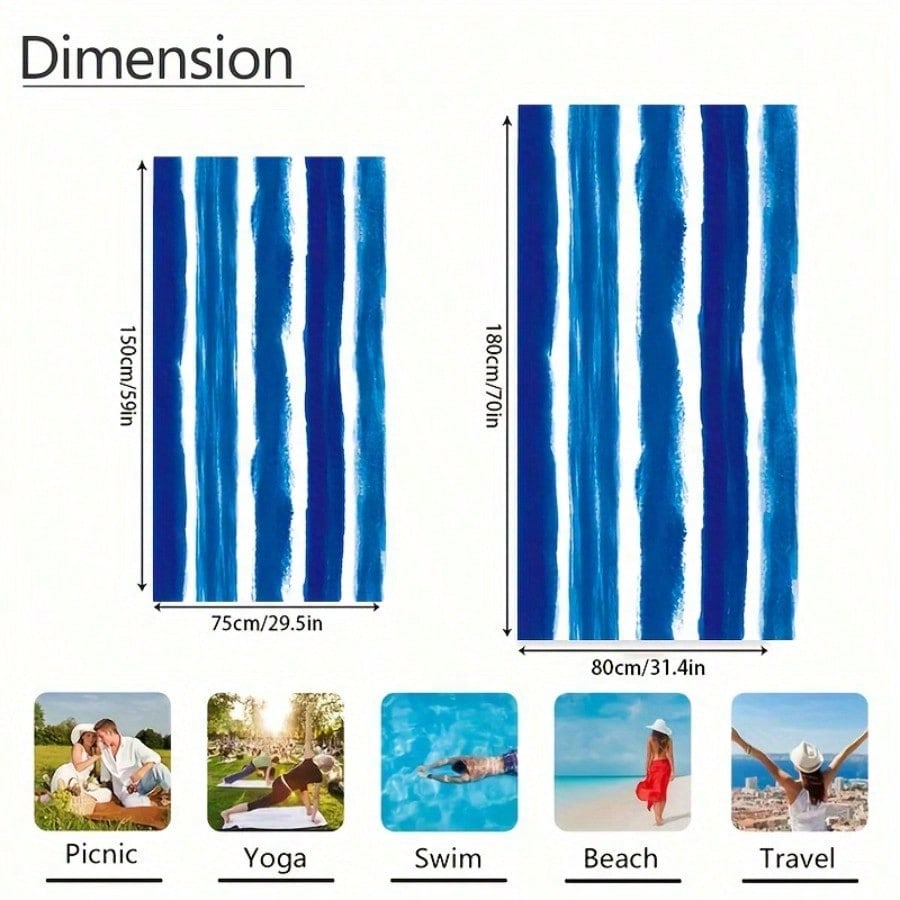 Wielofunkcyjny Ręcznik Plażowy w Paski - Idealny na Podróże i Aktywności na Świeżym Powietrzu