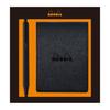 Rhodia Metallic PU Leder Kugelschreiber und Script Black Block Rhodia 11 A7 Schwarz 80 5mm RHODIA cfmtpu11setbk Set, (Enthält Nein. Notizblock, Blätter,