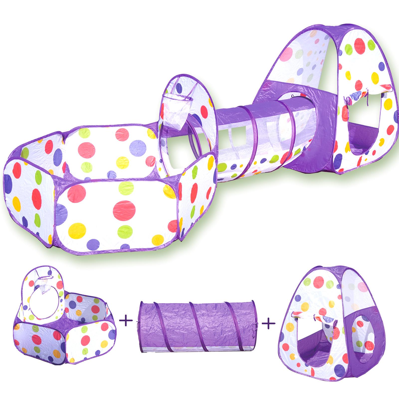 

Игровая палатка для малышей из 3-х частей: Баскетбольный бассейн, туннель для ползания, игровой домик для детей от 0 до 3 лет