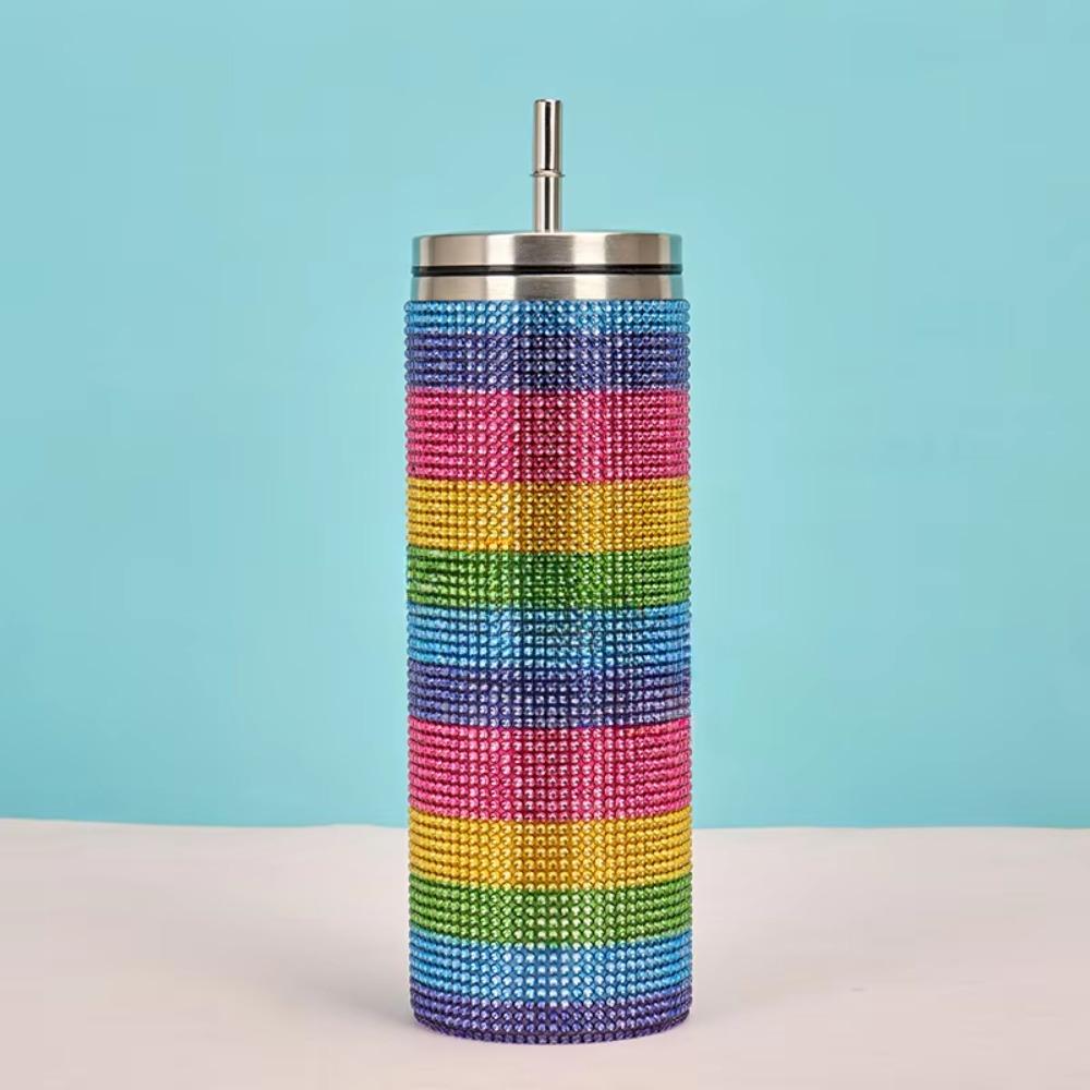 Bling Rhinestone Thermos Bottles Leopard Print Stainless Steel Water Bottle  Lovers