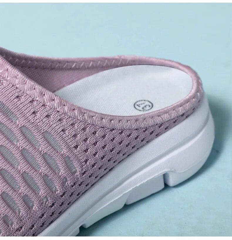 Women's Round Toe Slippers Light Breathable Flats Non-slip Soft Sole Casual Shoes Slip-on Mules for Walking Daily Wear