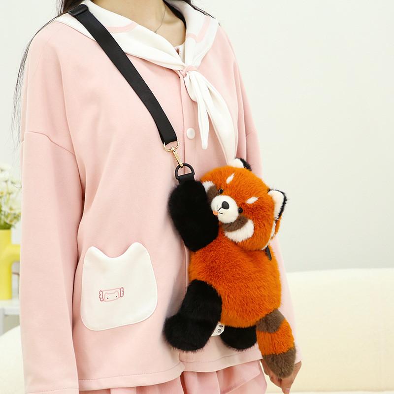 Crooked Head Bag Raccoon Panda Cute Plush Dolls Toy Children Gifts Birthday