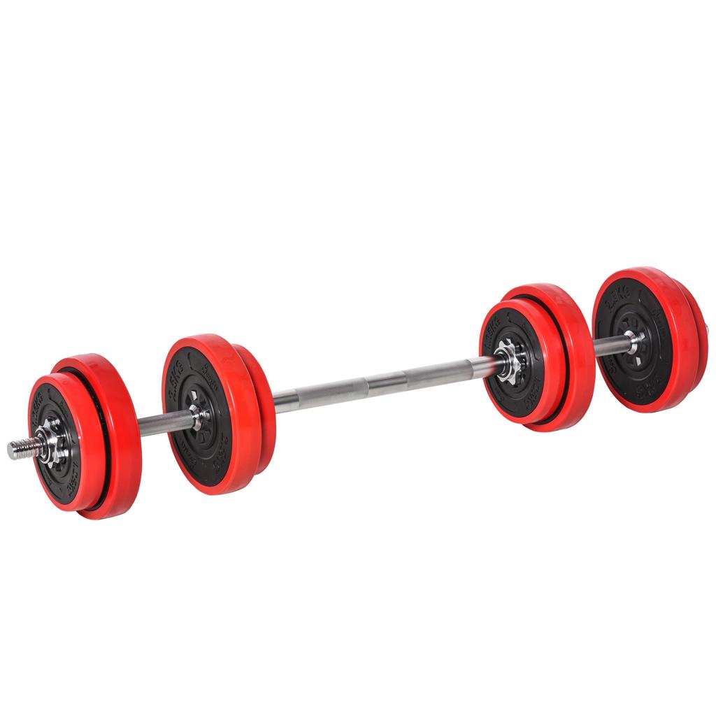 20KGS 2-In-1 Dumbbell & Barbell Adjustable Set Strength Muscle Exercise Fitness Plate Bar Clamp Rod Home Gym Sports Area