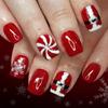 24 Stück Weihnachten Künstliche Nägel Santa Schneeflocke Glitzer Thema Ungiftig ABS Press-On Nägel Für Feiertagspartys Versammlungen