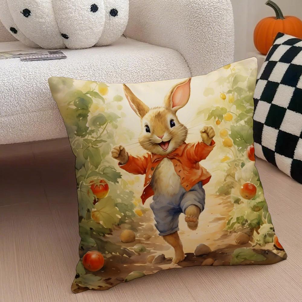 Classic Cute British PPeter Rabbit Cushion Cover Throw Pillow Cover Hidden Button Durable Polyester Chair Cushion