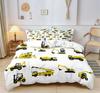 Cartoon Car Bedding Set Construction Vehicles Comforter Cover 3pcs Kids Machinery Truck Soft Polyester Duvet Cover for Boys Gift
