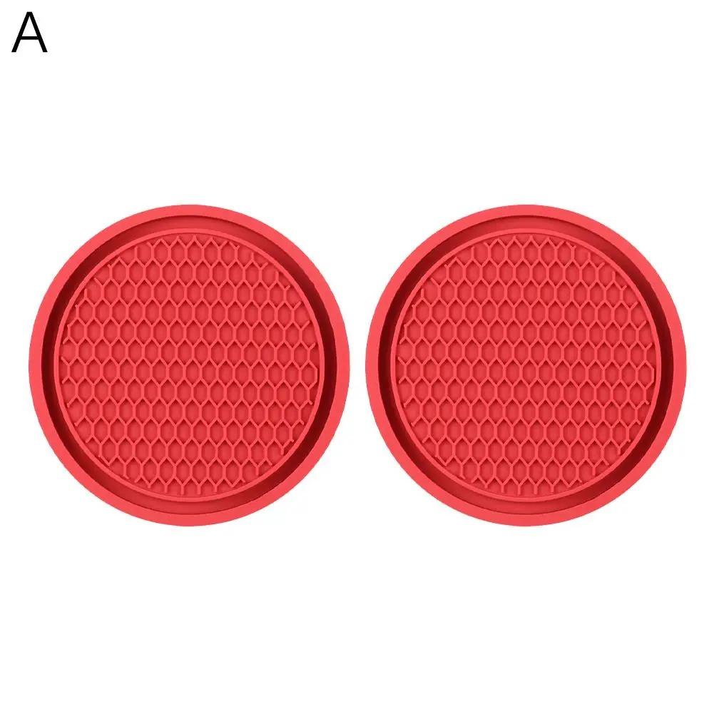 2pcs Non-slip Car Water Cup Pad Diamond Rhinestone Rubber Mat For Bottle Holder Coaster Auto Interior Anti-skid Cup Holders 7cm