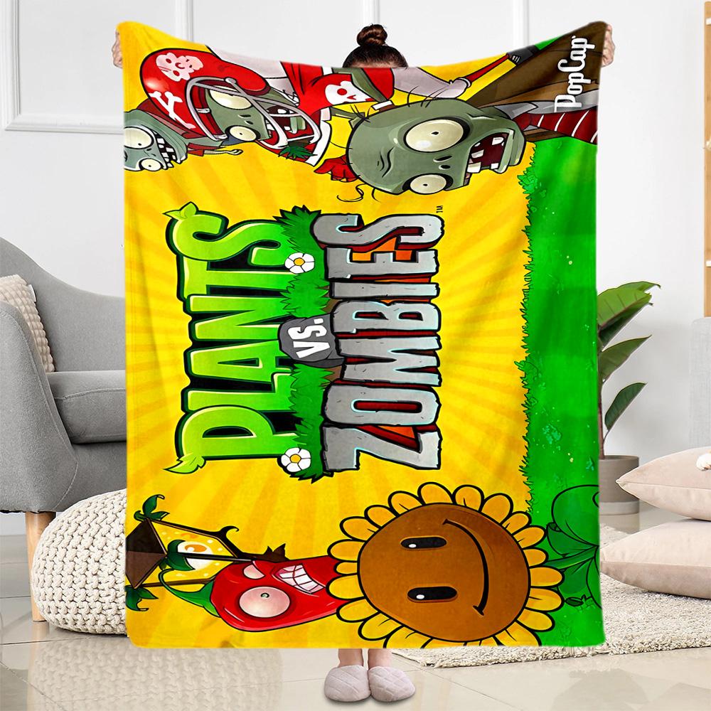 Plants Vs Zombies Adventure Flannel Blanket-Soft and Suitable for Sofas,Beds,Offices,Travel,All Seasons,Great Gift for Holidays and Birthdays.