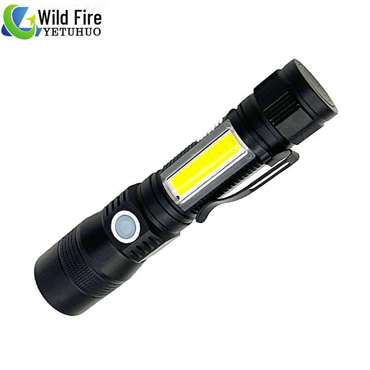 7-Function USB Rechargeable Magnetic Flashlight with Fluorescent Detection: Includes Red, White, Purple, and COB Strong Light with Focus.
