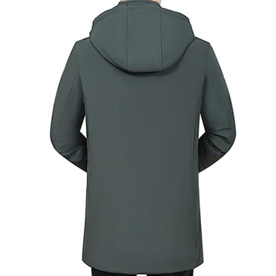 Manteau d'hiver à manches longues pour hommes, col montant, multi-poches, lettres imprimées, coton épais rembourré, mi-long, vêtements d'extérieur à capuche