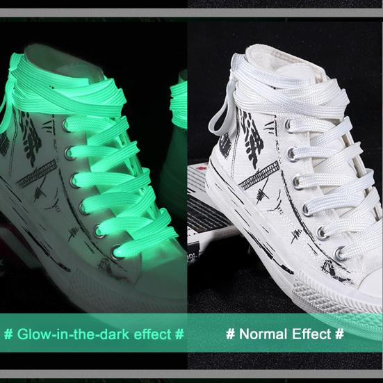 1 Pair Luminous Shoelaces Glow in The Dark Shoe Laces Fluorescent Flat Shoelaces Replacements for Sneakers Boots