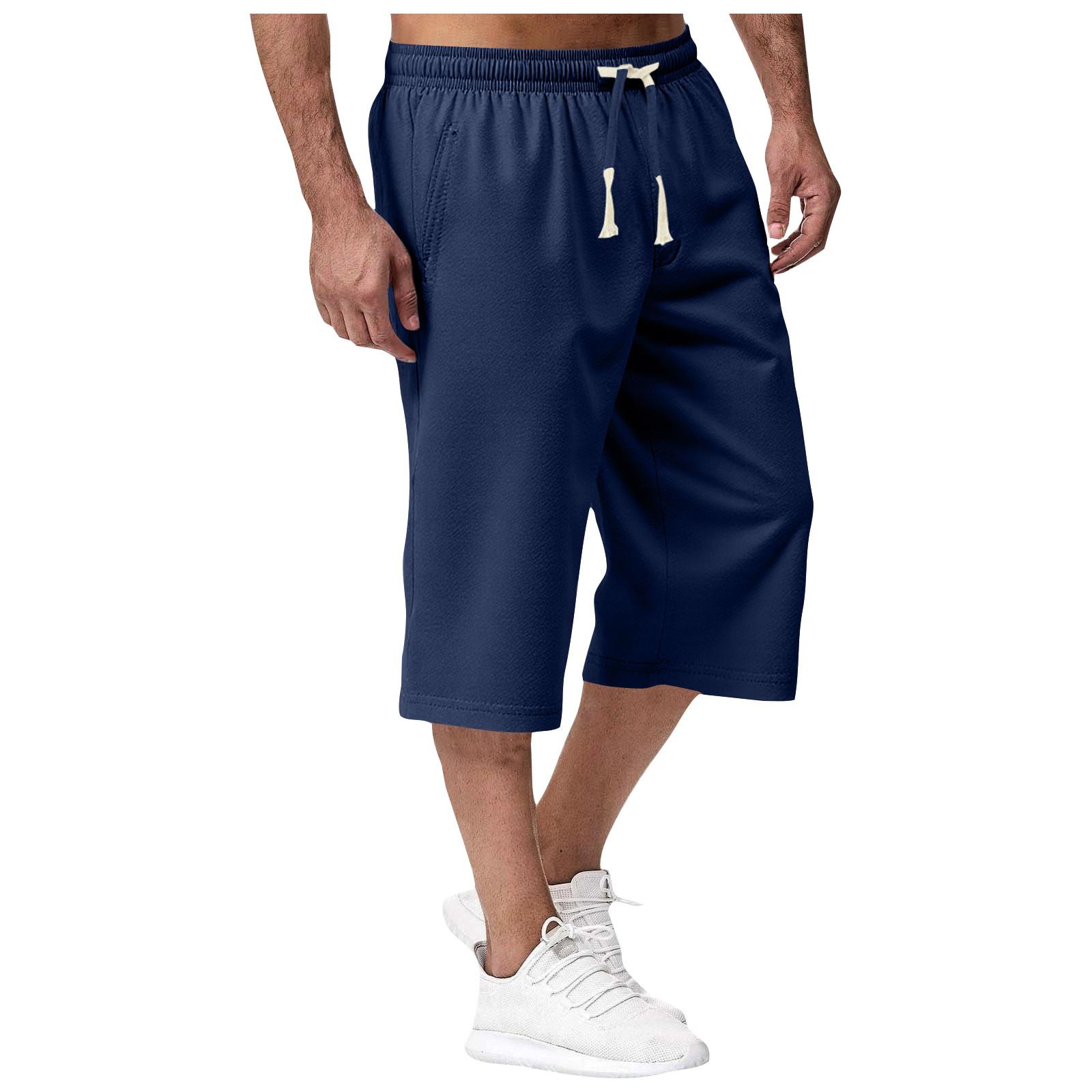 

Повседневные шорты, мужские пляжные брюки большого размера, однотонные, в стиле минимализма XXL тёмно-синий