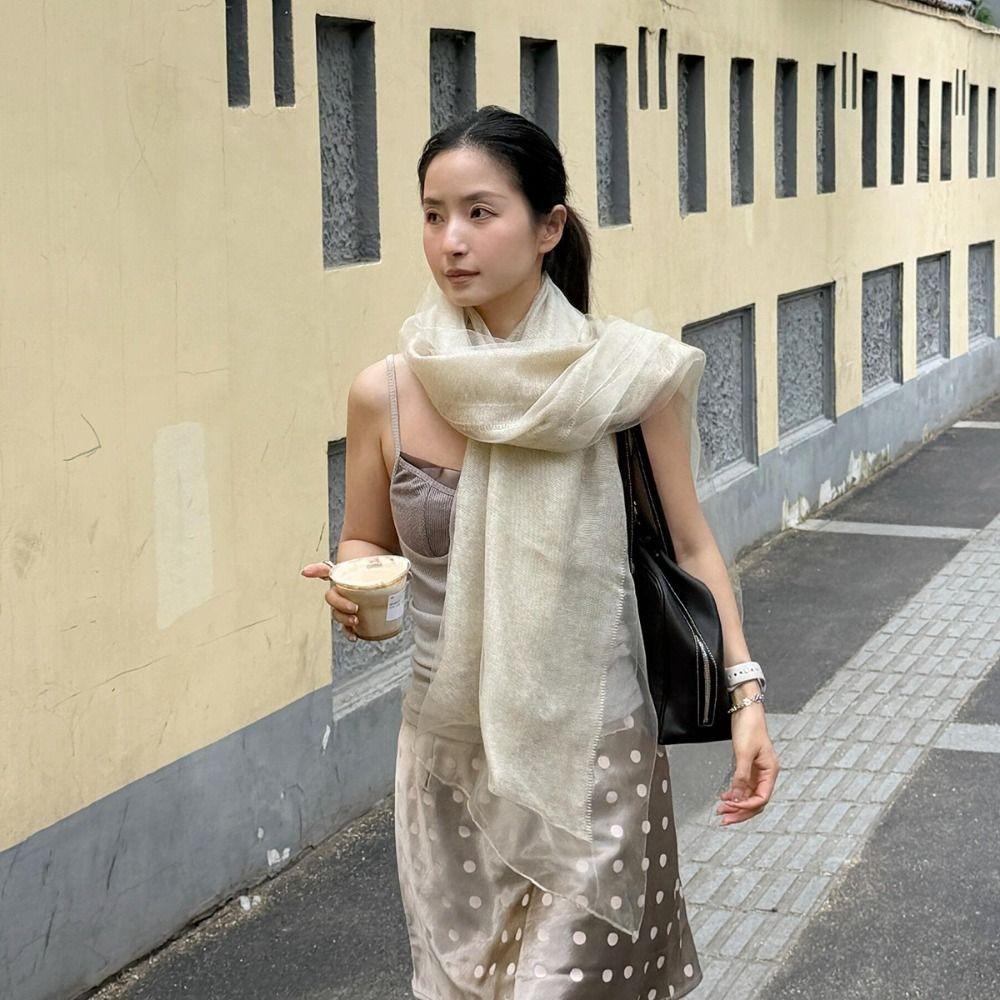 Solid Color Silk Scarf Long Hijab Scarf Fashion Warm Shawl Autumn and Winte