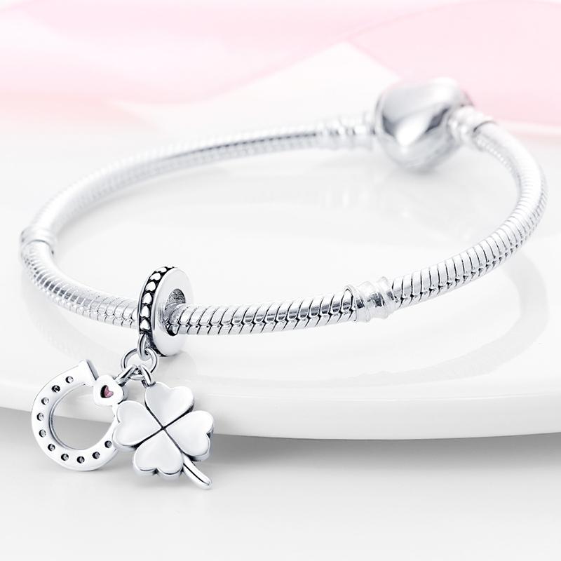 Copper Charms Original Four-Leaf Clover Beads Fit Bracelet Jewelry Diy Lady'S Gift Accessory