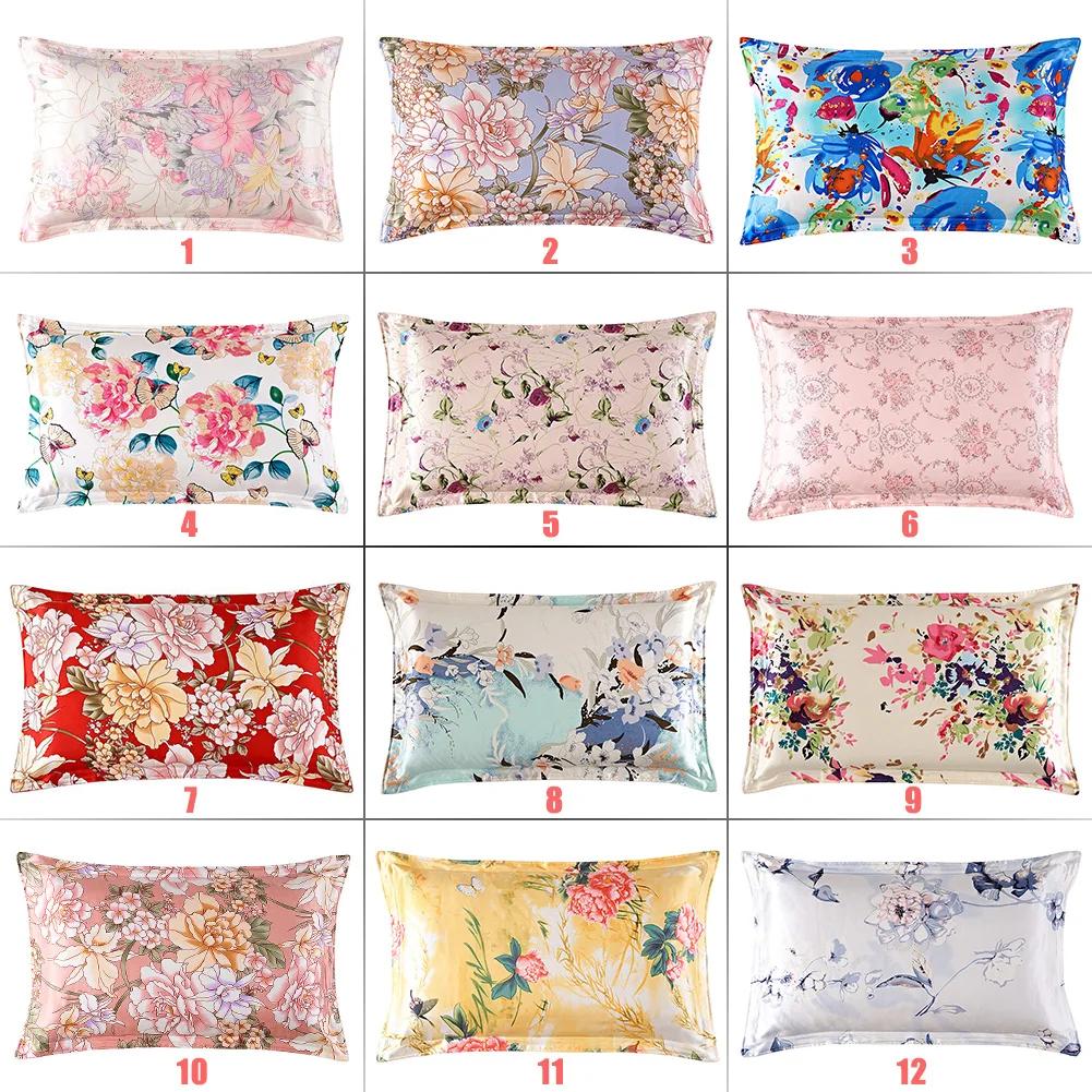 Pure Mulberry Silk Floral Pillowcase 25Momme Genuine Silk Retro Floral Pillowcover Home Cojines Soft Sofa Chair Coussin