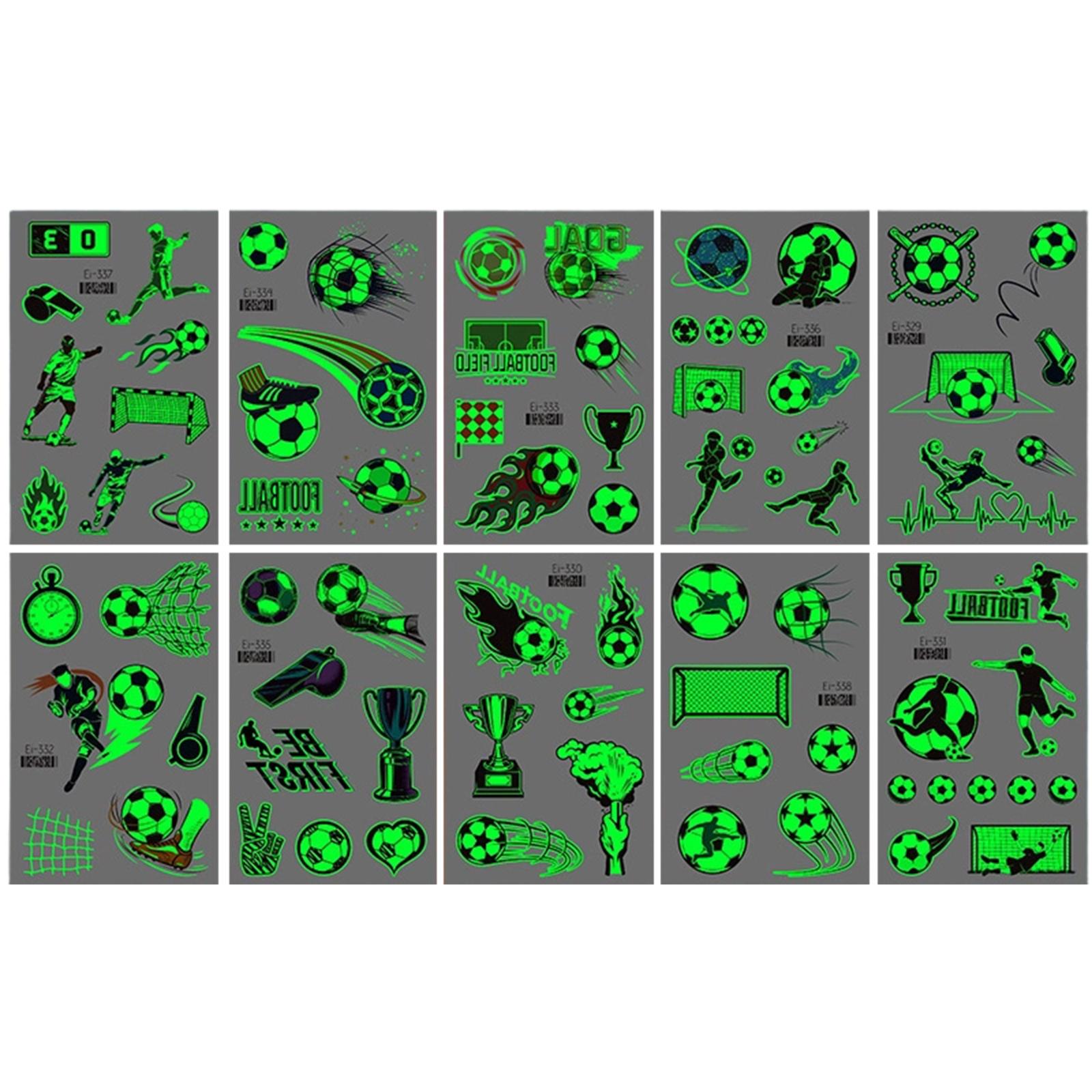 Children s Glow-in-the-Dark Soccer  Stickers, Eco-friendly And Safe, European  Football Event Party Face Stickers One Size белый