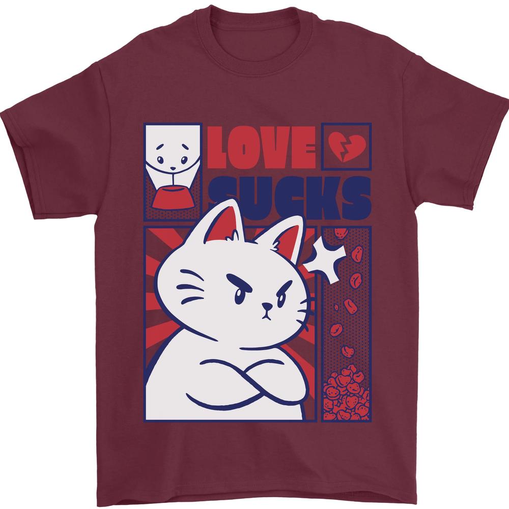 Cat Love Sucks Anti Valentines Singles Day Unisexs TShirt 100 Cotton S