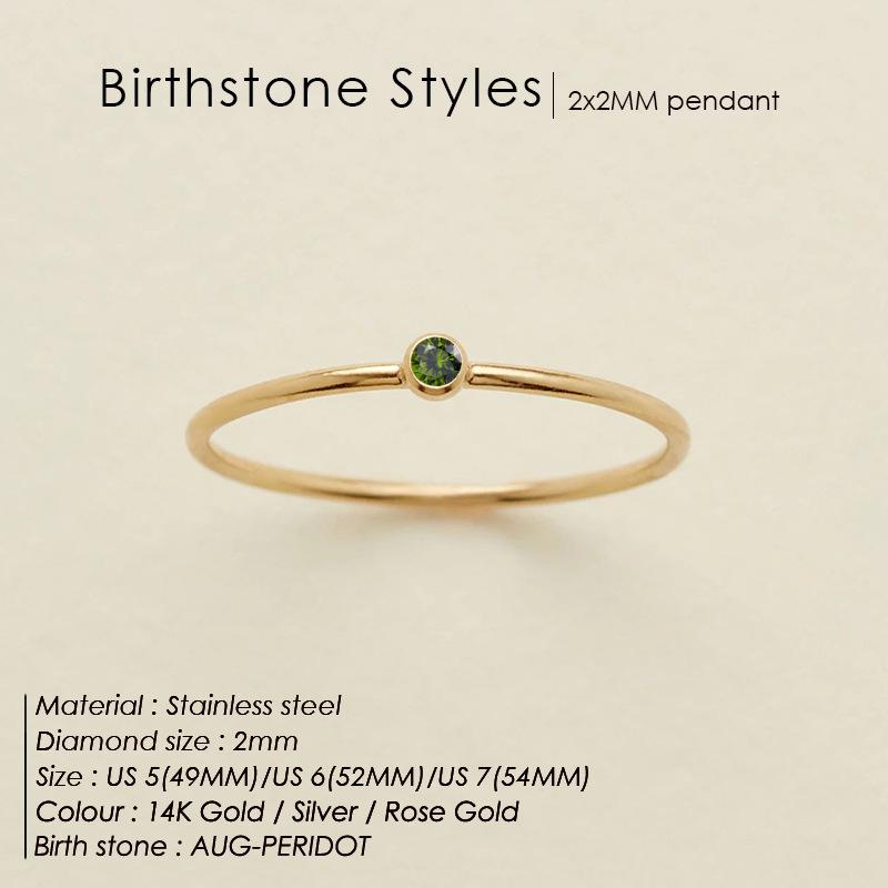 eManco Gold-Plated Non-Constricting Ring for Women - Thin Band with Tiny Diamond Accents and December Birthstone