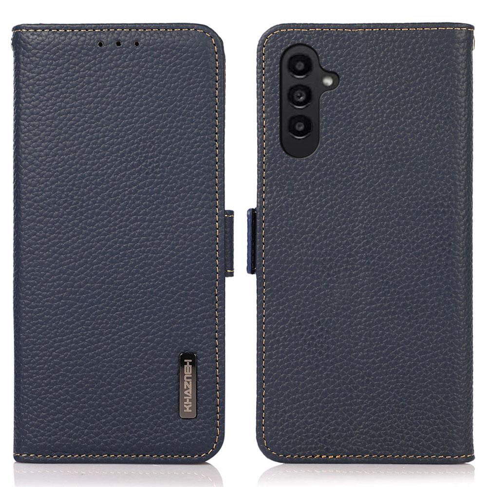 KHAZNEH for Samsung Galaxy A17 Phone Case Genuine Cow Leather Cover RFID Blocking