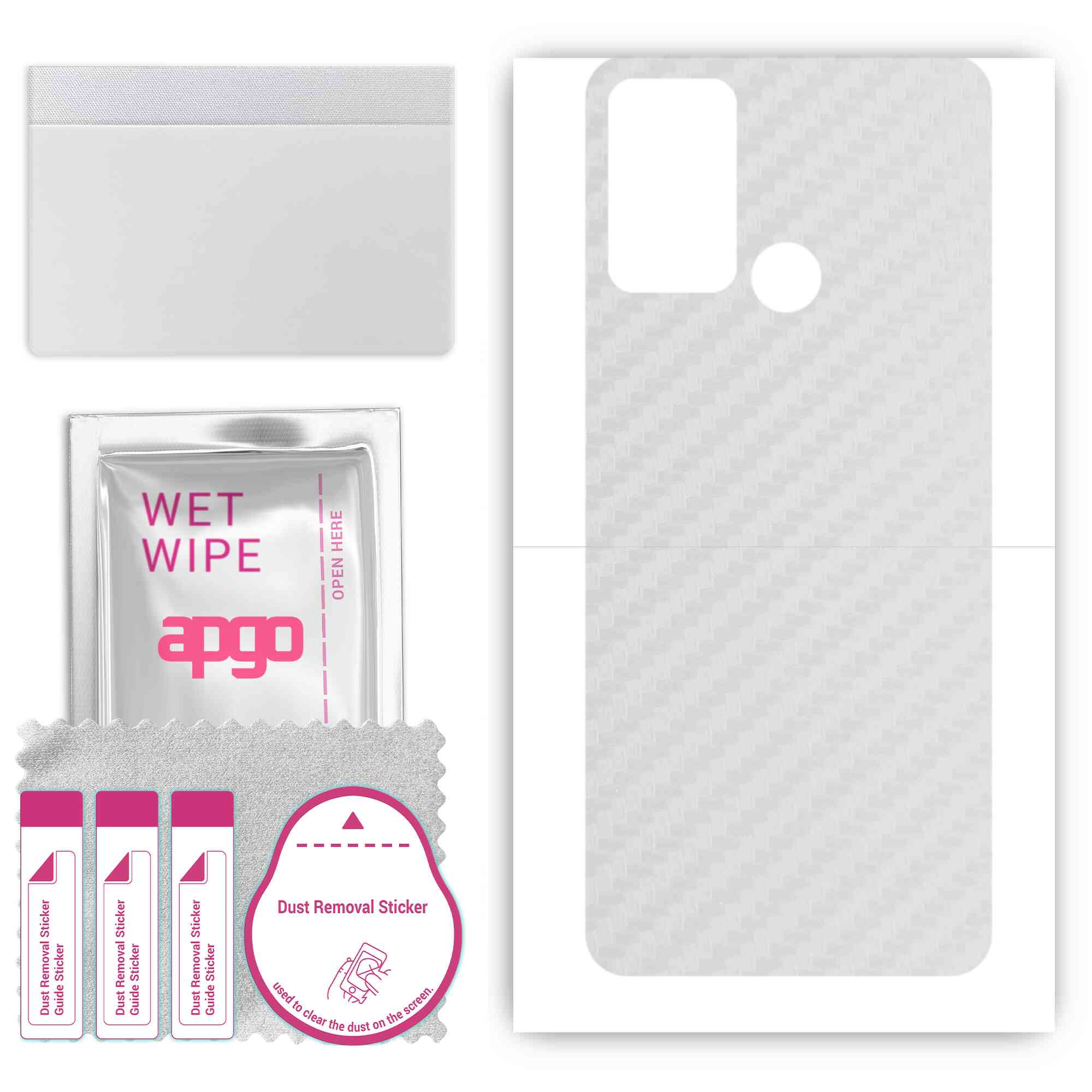 

apgo Protective Skin Sticker for the back compatible with ZTE Optus X Tap 2, Wrap Film, Foil, Vinyl - Pattern Transparent Carbon