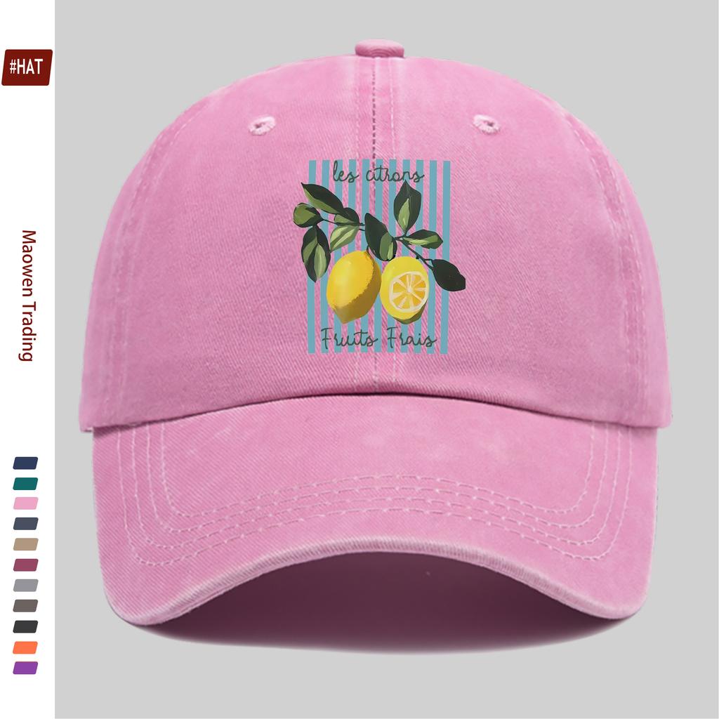 pc Striped Lemon Print Baseball Cap Spring Summer Fresh Printed Golf Hat Home Leisure Decor Hat Comfortable Lightweight Papa H