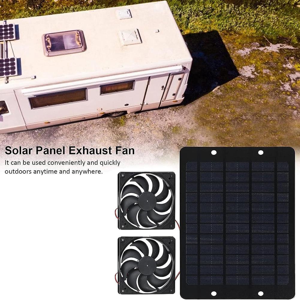 Cool Solar Powered Fan V W Waterproof Dual Exhaust Fan Note Outdoor Environments