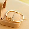 Women Golden Flower Crystal Rose Bangle Cuff Chain Bracelet Chic Jewelry Present