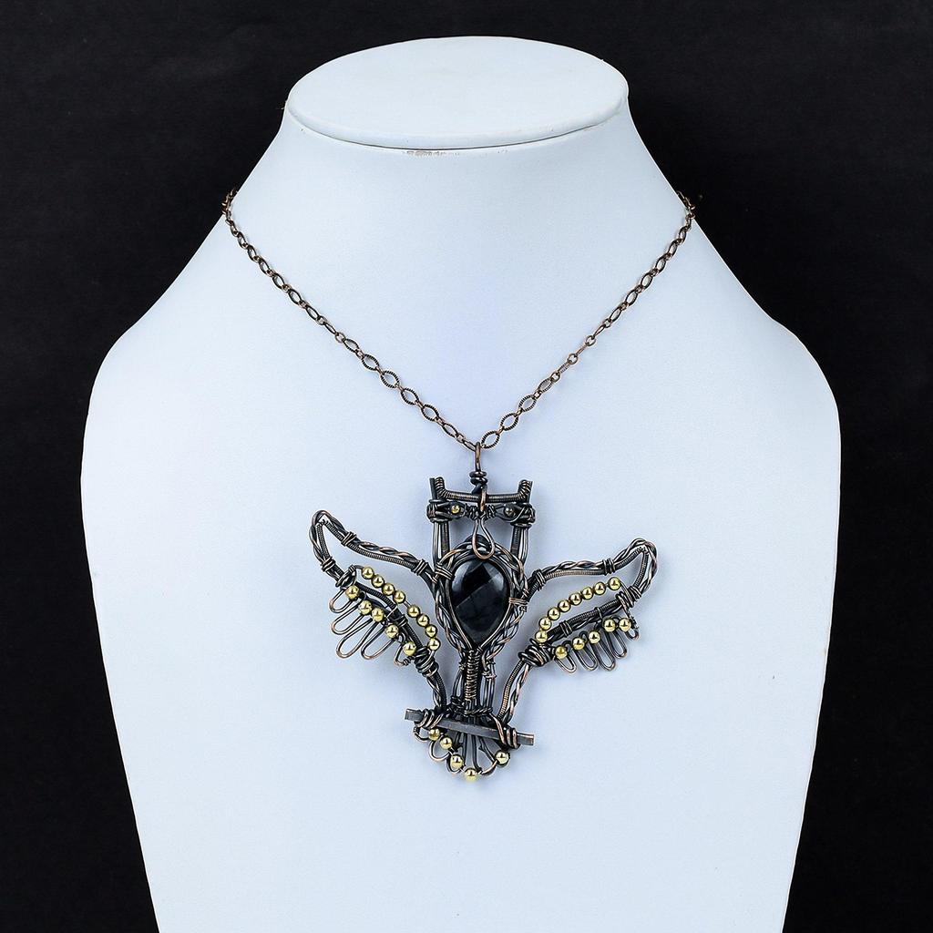 Picasso Jasper Pendant Copper Wire Wrapped Gemstone Pendant Owl Pendant Copper Wire Jewelry Handmade Pendant Picasso Jasper Jewelry For Gift