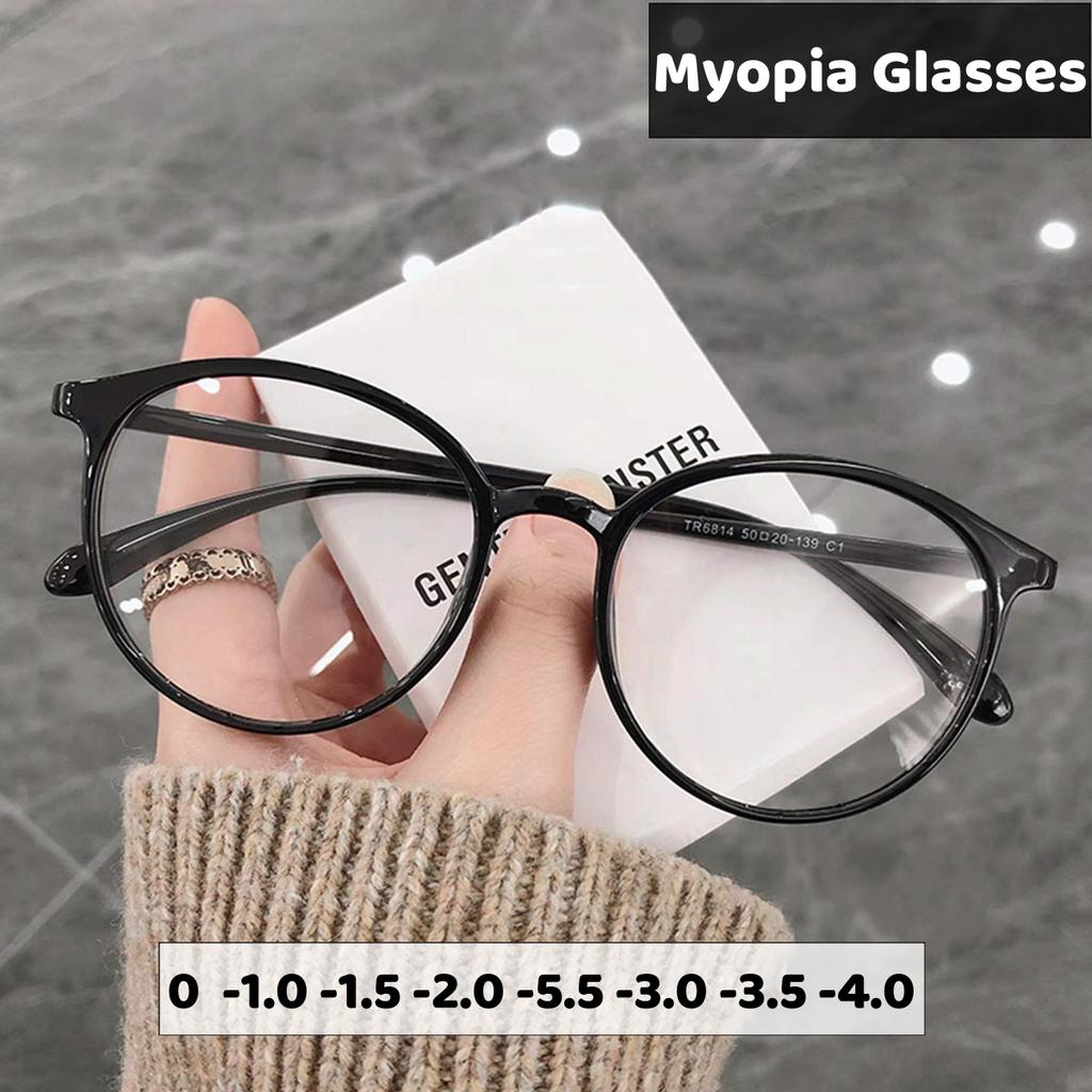 Finished Round Myopia Glasses Ultralight Men Women Short-sighted Eyewear Blue Light Blocking Minus Diopter Eyeglasses To -4.0