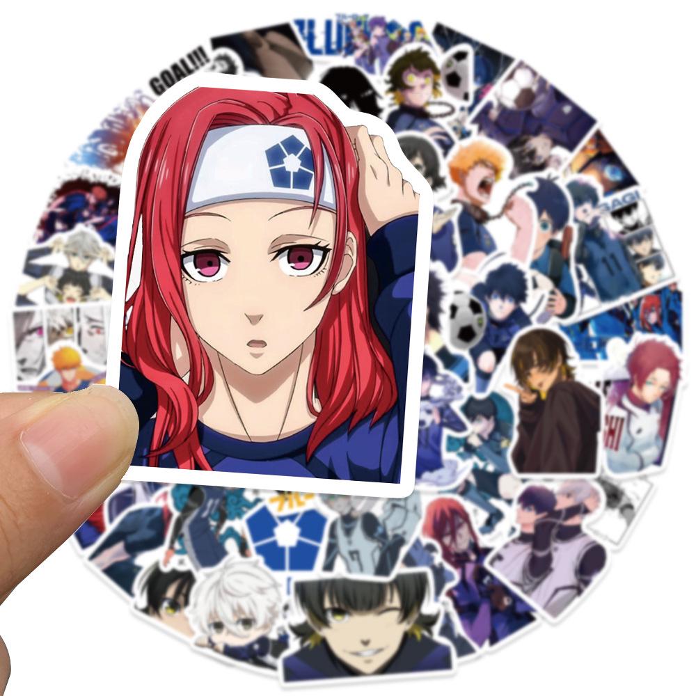 50 Hot-Blooded Blue Prison Football Anime Stickers for DIY: Perfect for Luggage, Water Bottles, Skateboards, and Phone Cases