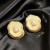 ins style French retro pearl stud earrings women's 18K gold-plated niche design high-end earrings
