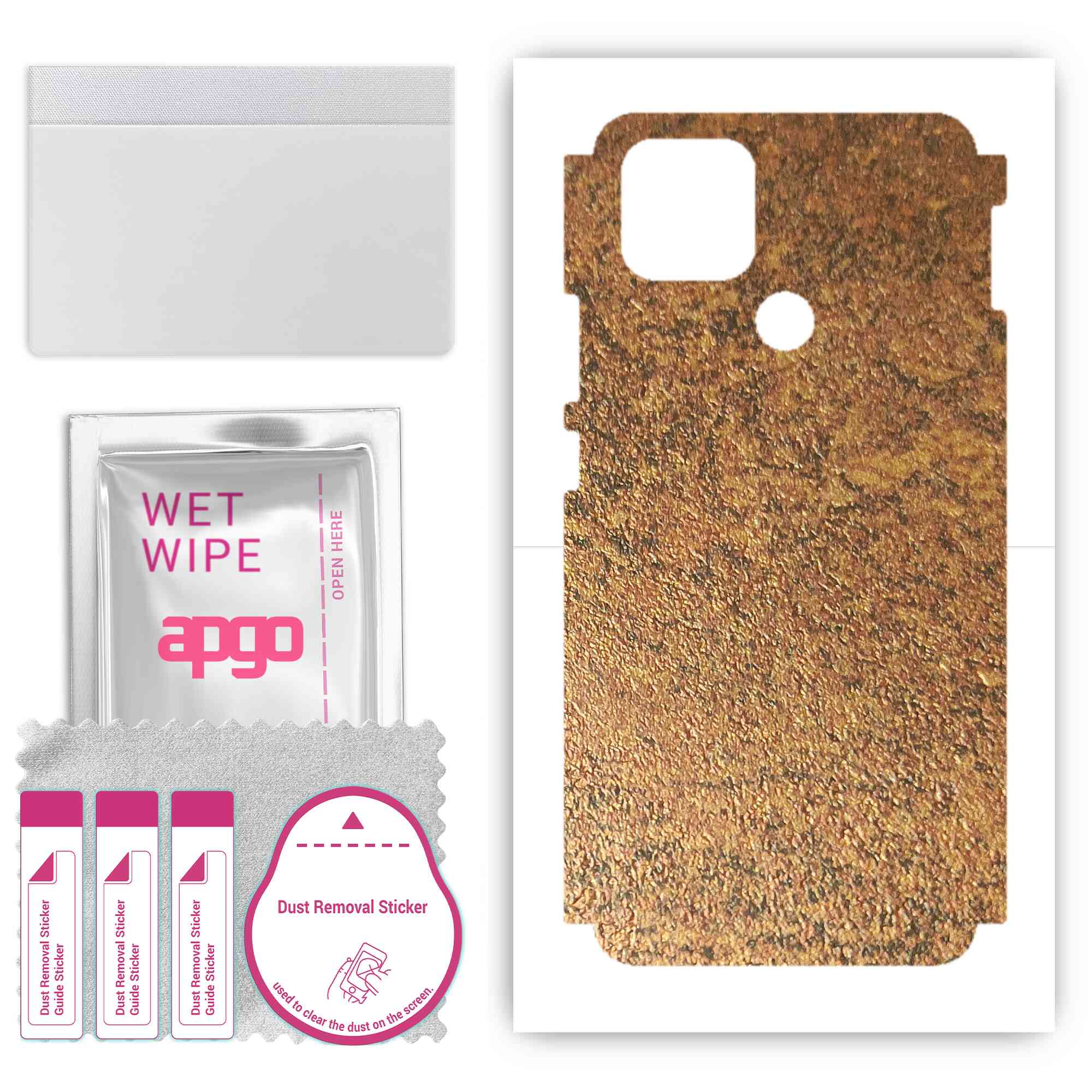 

Apgo Protective Skin Sticker for the back+sides compatible with Oppo A15, Full Wrap Film, Foil, Vinyl - Pattern Rusty Copper