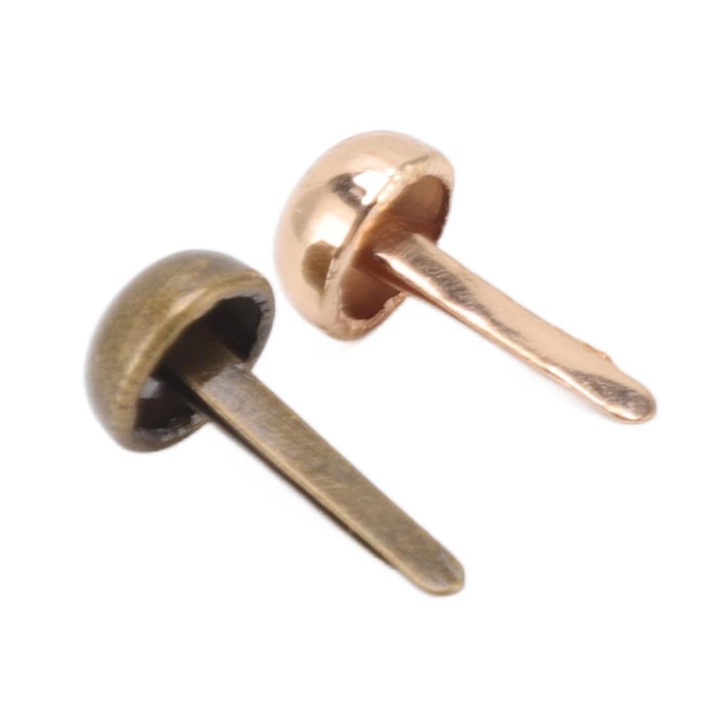 200pcs Mini Brads 8mm Round Head DIY Handcraft Electroplating Process Light Gold Bronze Brass Fasteners for Punk Box