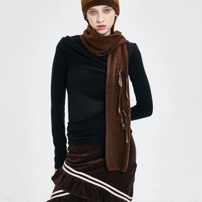 KIMZISU Ribbon Tied Muffler _ BROWN