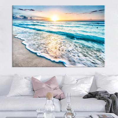 Plakat na ścianę z motywem zachodu słońca na plaży Duży obraz na płótnie z krajobrazem Wydrukuj obraz na ścianę w stylu nordyckim do wystroju domu